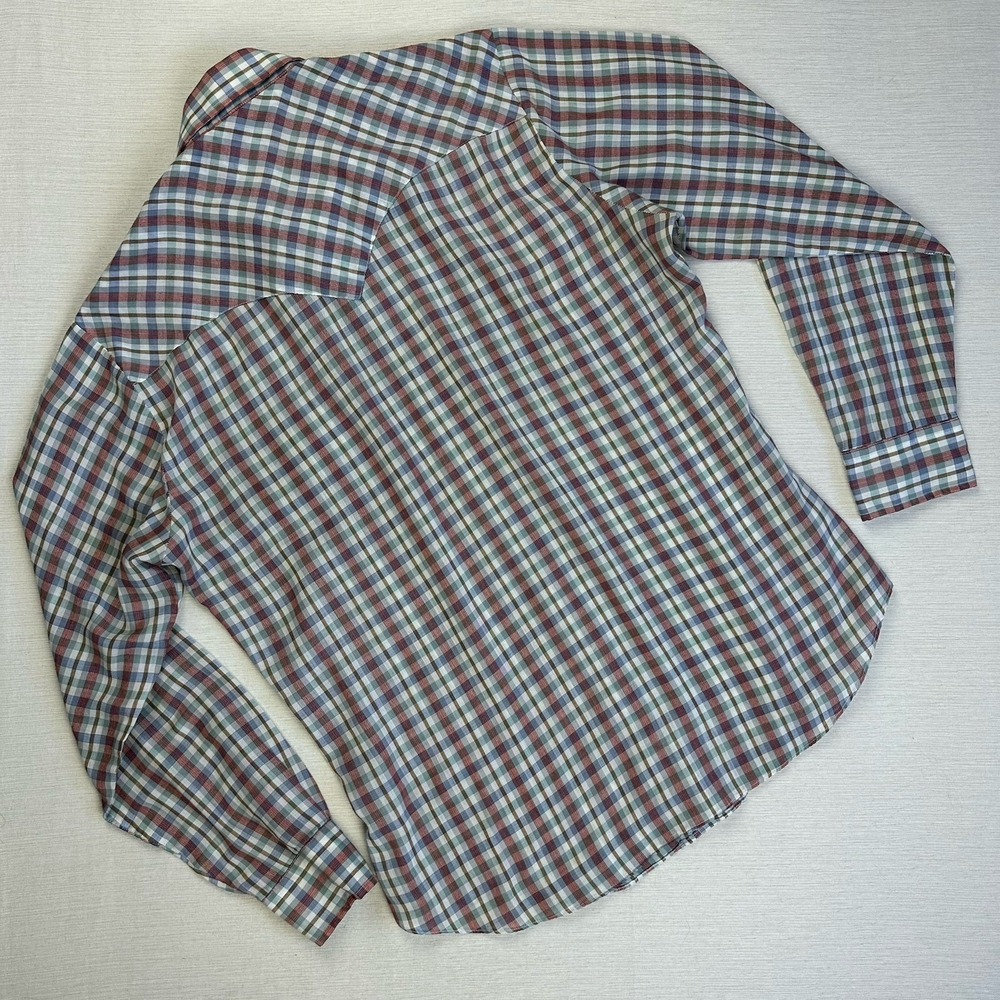VTG 70s Levis Big E Pearl Snap Shirt Men L Plaid Western Sawtooth Pockets Rodeo - Picture 8 of 10